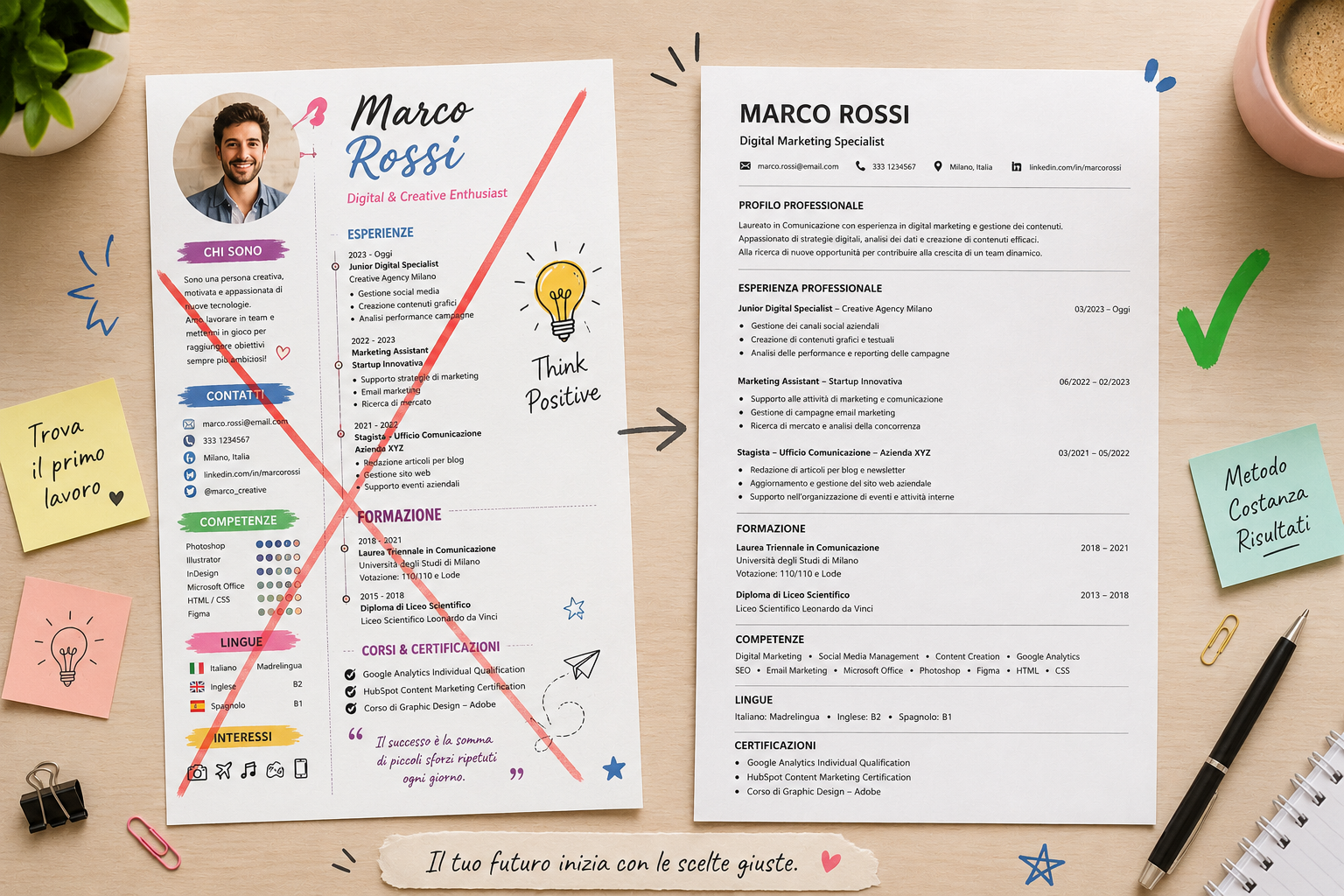 Confronto CV prima e dopo